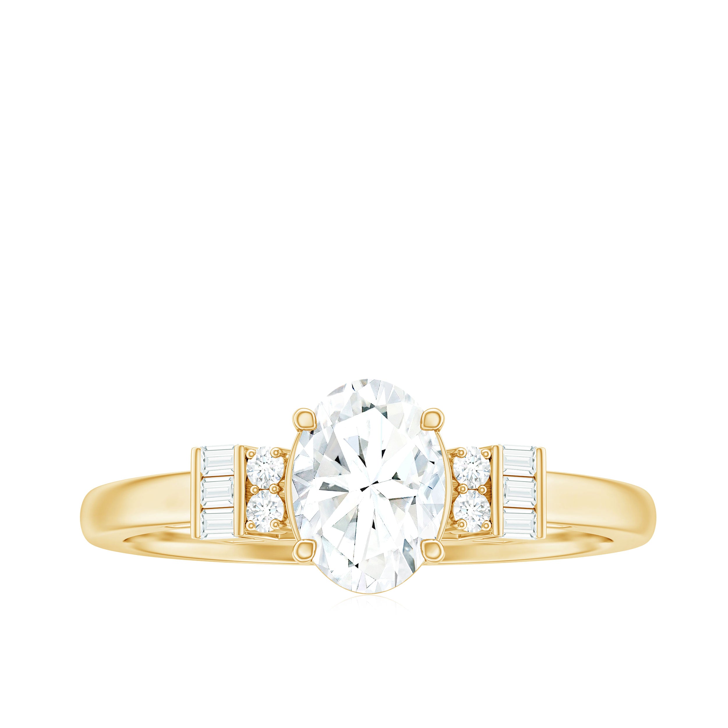 Rosec Jewels-Oval Shaped Moissanite Engagement Ring with Certificate