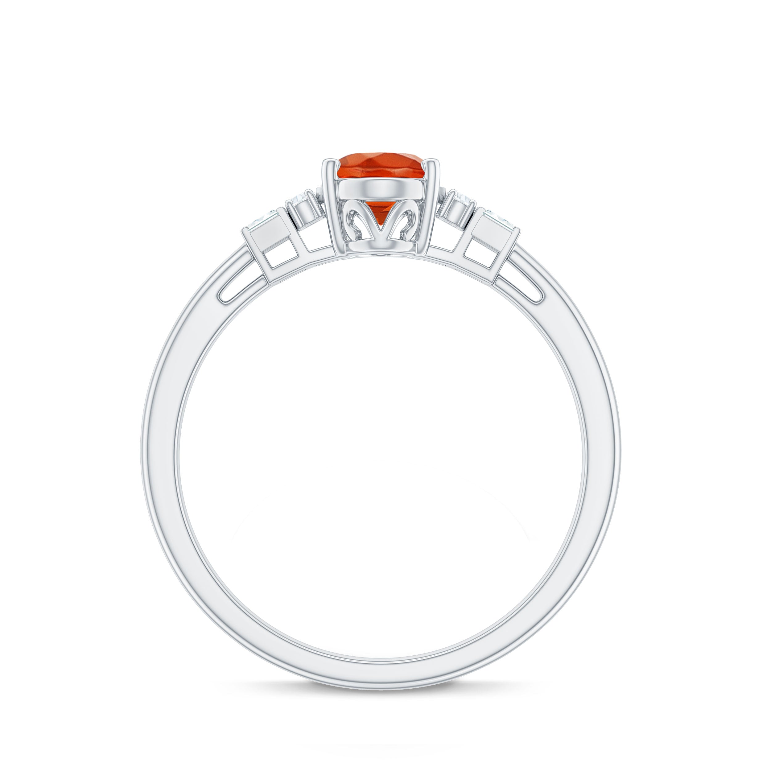 Rosec Jewels-3/4 CT Natural Oval Cut Fire Opal Classic Engagement Ring with Diamond