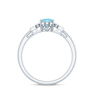 Oval Cut Aquamarine Classic Engagement Ring with Diamond AAA - Rosec Jewels
