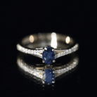 Natural 0.6 Carat Blue Sapphire Minimal Engagement Ring with Diamond Split Shank AAA - Rosec Jewels