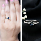 Natural 0.6 Carat Blue Sapphire Minimal Engagement Ring with Diamond Split Shank AAA - Rosec Jewels