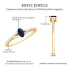 Natural 0.6 Carat Blue Sapphire Minimal Engagement Ring with Diamond Split Shank AAA - Rosec Jewels