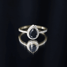 Certified 0.85 Carat Lab Grown Black Diamond Teardrop Engagement Ring with White Diamond Halo AAAA ( Synthetic ) - Rosec Jewels