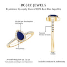 Natural Half Carat Blue Sapphire Teardrop Engagement Ring with Diamond Halo AAA - Rosec Jewels