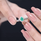 4X6mm Pear Cut Emerald Teardrop Engagement Ring with Diamond Halo AAA - Rosec Jewels