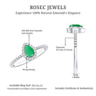4X6mm Pear Cut Emerald Teardrop Engagement Ring with Diamond Halo AAA - Rosec Jewels
