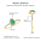 4X6mm Pear Cut Emerald Teardrop Engagement Ring with Diamond Halo AAA - Rosec Jewels