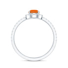 Rosec Jewels-Genuine Fire Opal Teardrop Ring with Diamond Halo
