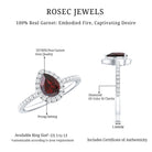Natural 5X7mm Garnet Teardrop Engagement Ring with Diamond Halo AAA - Rosec Jewels