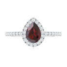 Natural 5X7mm Garnet Teardrop Engagement Ring with Diamond Halo AAA - Rosec Jewels