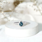 5X7mm Pear Shape London Blue Topaz Teardrop Engagement Ring with Moissanite Halo AAA - Rosec Jewels