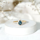 5X7mm Pear Shape London Blue Topaz Teardrop Engagement Ring with Moissanite Halo AAA - Rosec Jewels