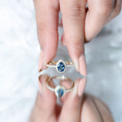 5X7mm Pear Shape London Blue Topaz Teardrop Engagement Ring with Moissanite Halo AAA - Rosec Jewels