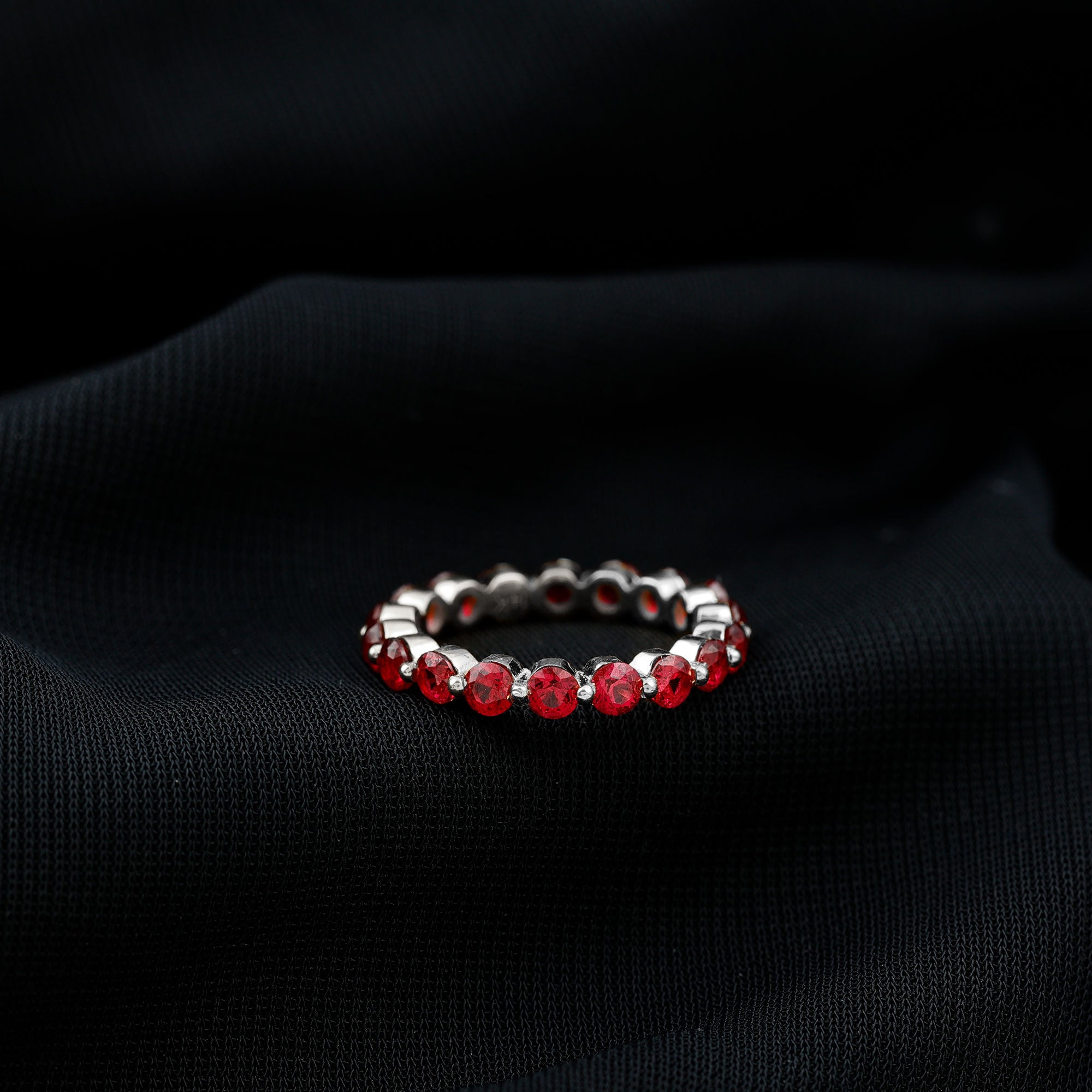 Certified Lab Created Ruby Eternity Wedding Band for Women AAAA - Rosec Jewels