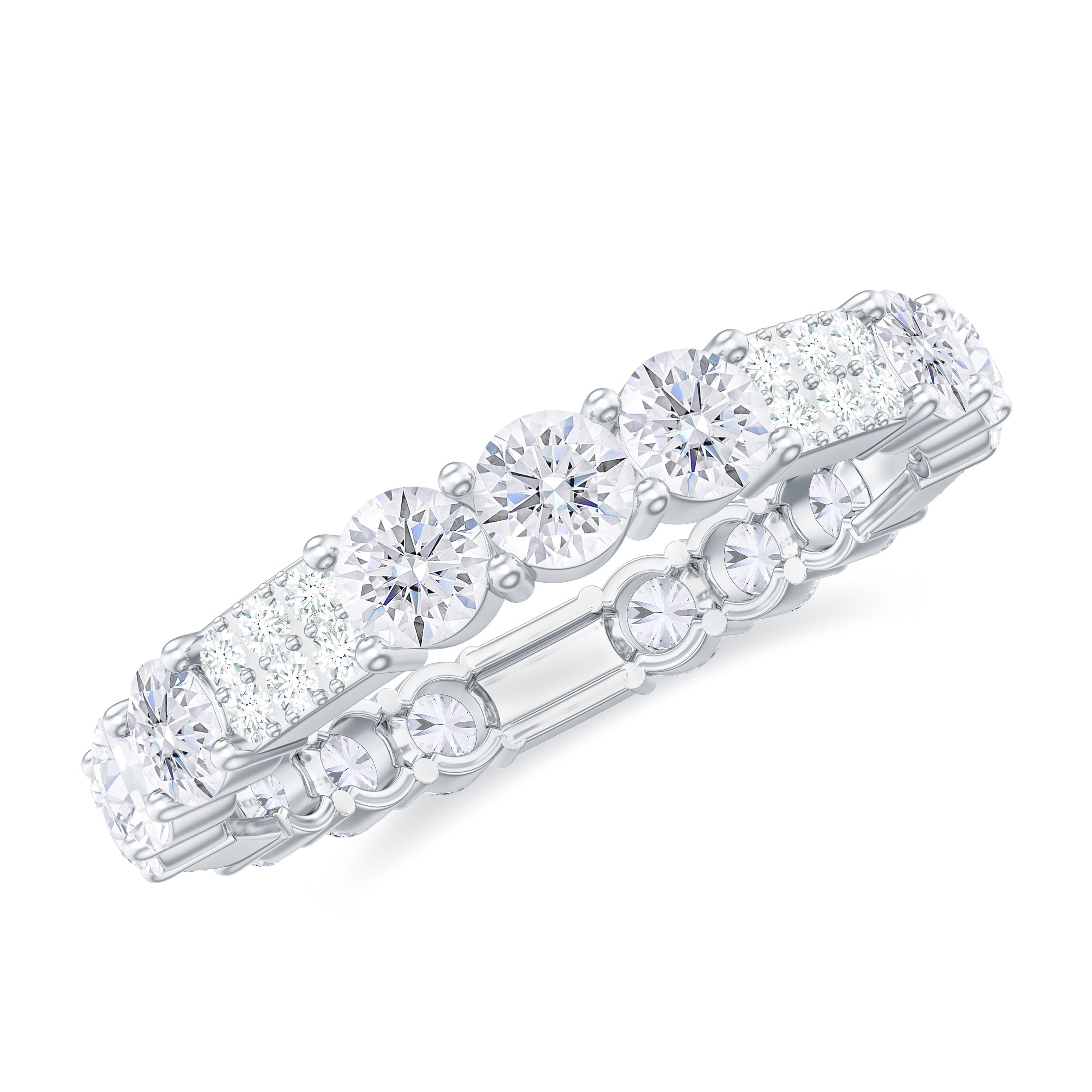 Designer Round Moissanite Full Eternity Ring Moissanite - ( D-VS1 ) - Color and Clarity - Rosec Jewels