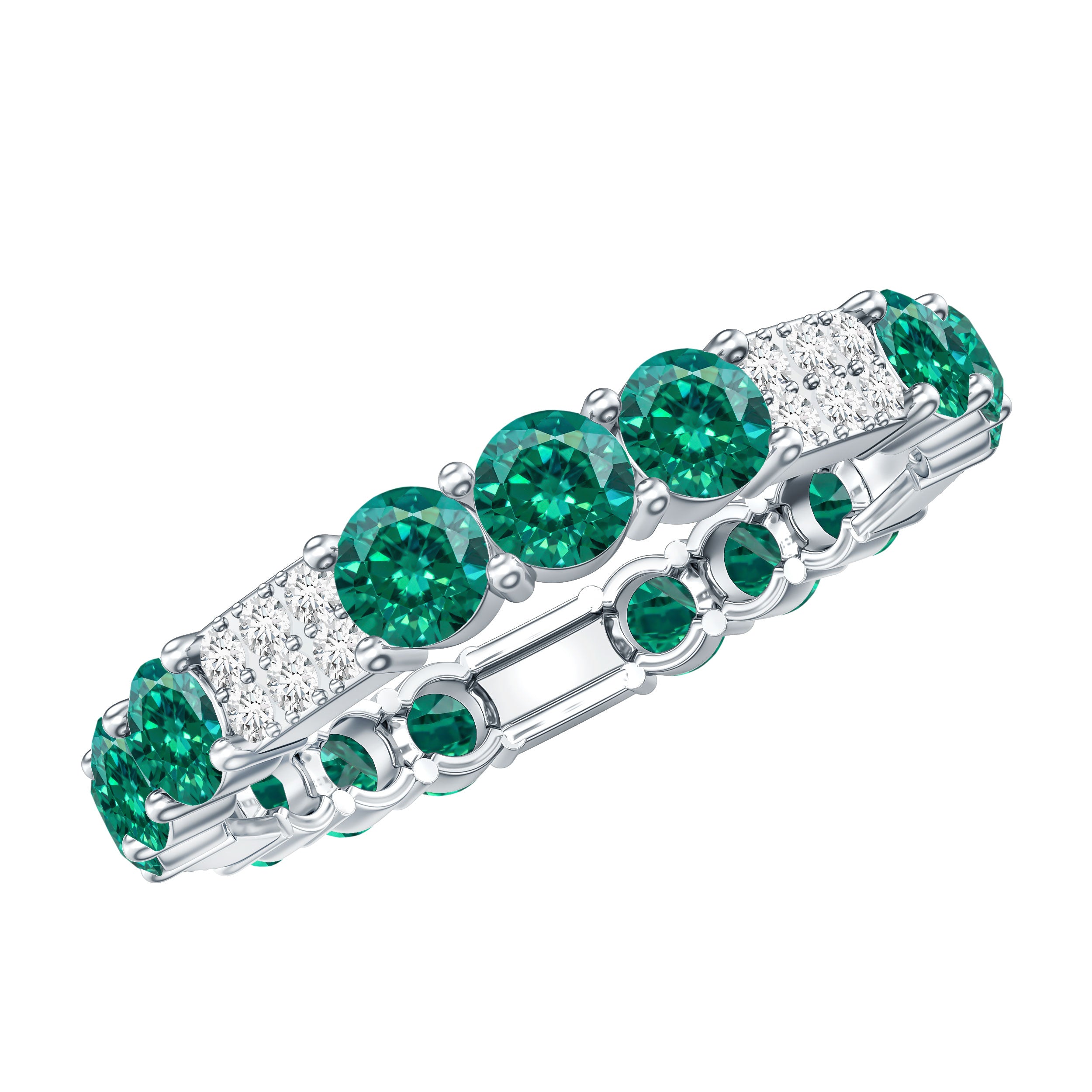 Certified Lab Grown Emerald Diamond Eternity Wedding Band AAAA - Rosec Jewels