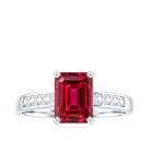 Rosec Jewels-Lab Grown Ruby Emerald Cut Engagement Ring with Real Diamond