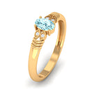 Rosec Jewels-Natural 6X8mm Aquamarine Oval Engagement Ring with Diamond
