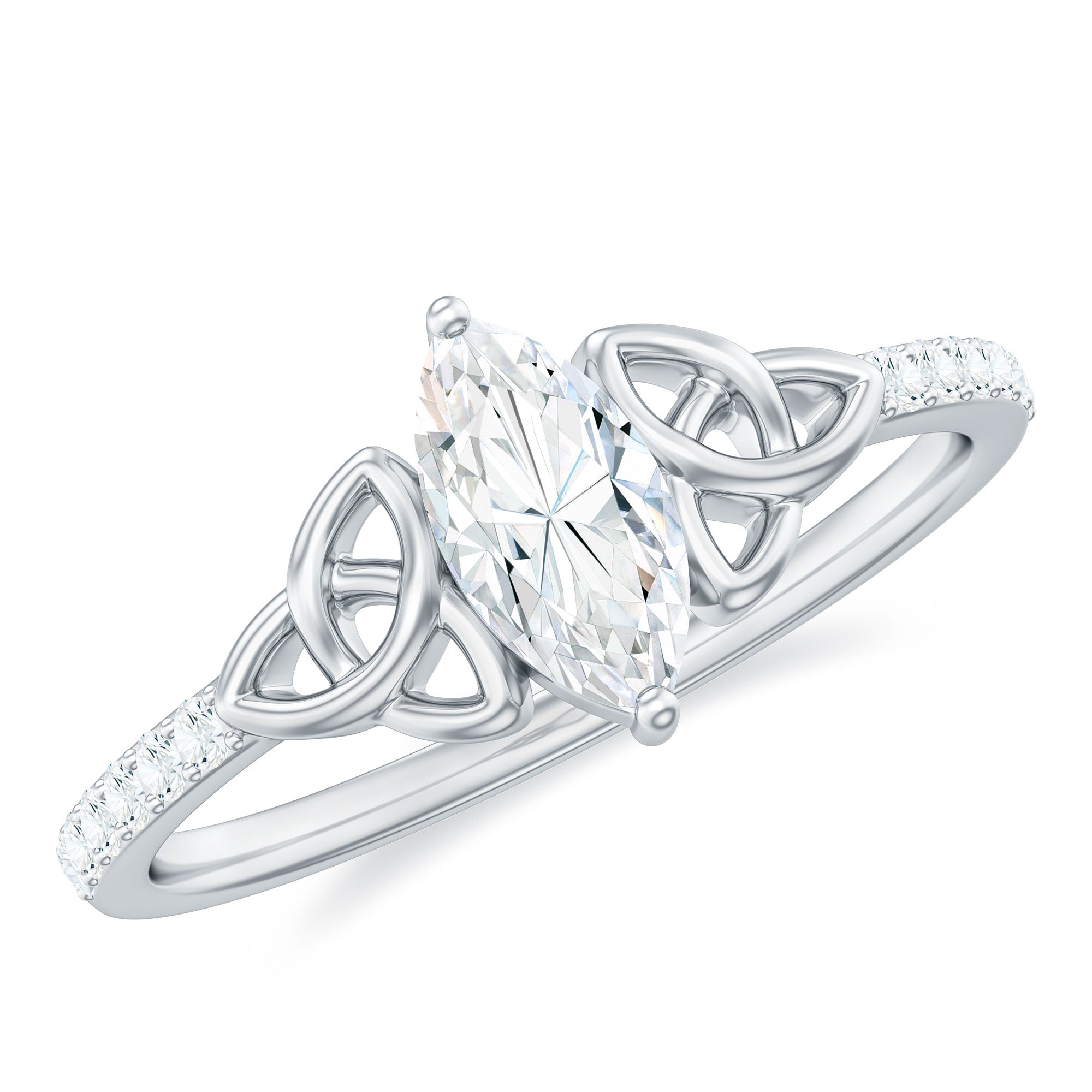 Rosec Jewels-Marquise Cut Moissanite Celtic Knot Engagement Ring