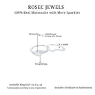 Round Certified Moissanite Bypass Wedding Ring Set in Silver Moissanite - ( D-VS1 ) - Color and Clarity 92.5 Sterling Silver 6.5 - Rosec Jewels