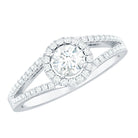 Rosec Jewels-Womens Moissanite Halo Engagement Ring with Split Shank