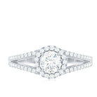 Rosec Jewels-Womens Moissanite Halo Engagement Ring with Split Shank