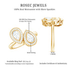 Pear Cut Moissanite Two Stone Engagement Ring with Halo D-VS1 - Rosec Jewels