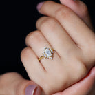 Marquise Cut Moissanite Antique Style Engagement Ring with Halo D-VS1 - Rosec Jewels