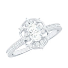 Vintage Inspired Moissanite Flower Engagement Ring D-VS1 - Rosec Jewels