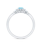 Natural Aquamarine Flower Promise Ring with Diamond AAA - Rosec Jewels