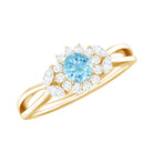 Natural Aquamarine Flower Promise Ring with Diamond AAA - Rosec Jewels