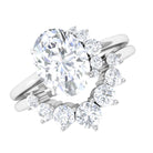 2 CT Oval Cut Moissanite Half Halo Wedding Ring Set Moissanite - ( D-VS1 ) - Color and Clarity - Rosec Jewels