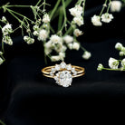 Rosec Jewels-Designer 1.2 Carat Oval Cut Moissanite Wedding Ring Set With Certificate