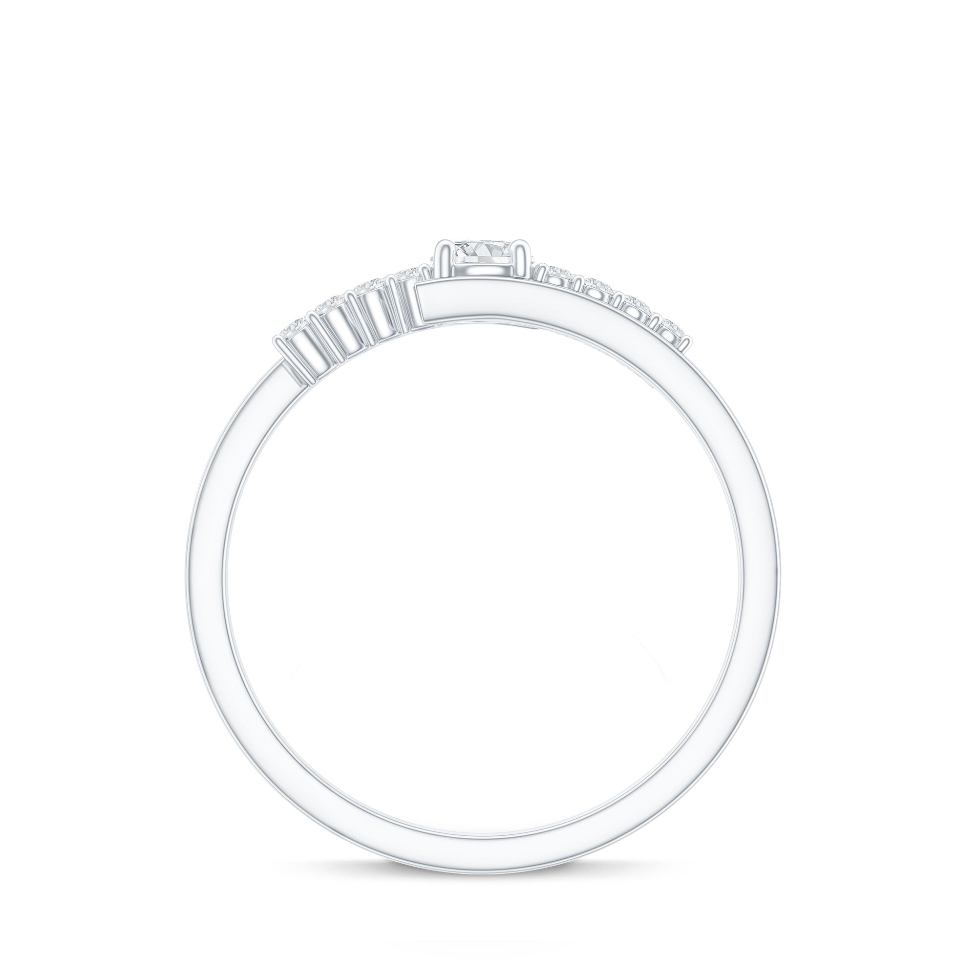 Round Cut Moissanite Promise Ring with Bypass Shank D-VS1 - Rosec Jewels
