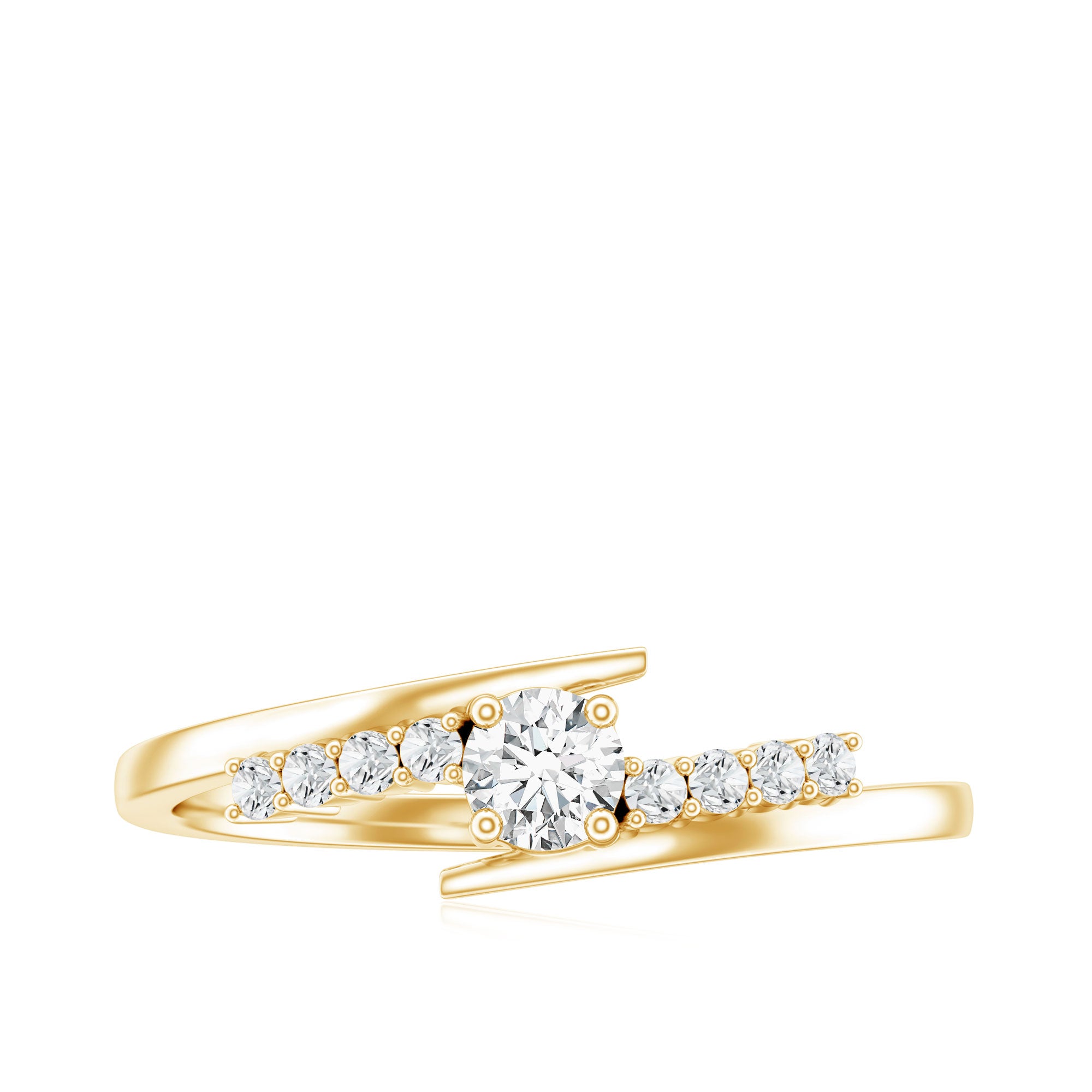 Round Cut Moissanite Promise Ring with Bypass Shank D-VS1 - Rosec Jewels