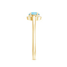 Rosec Jewels-Certified Real Aquamarine Promise Ring with Diamond Halo