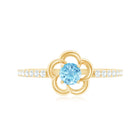 Natural Aquamarine Diamond Flower Promise Ring with Certificate AAA - Rosec Jewels