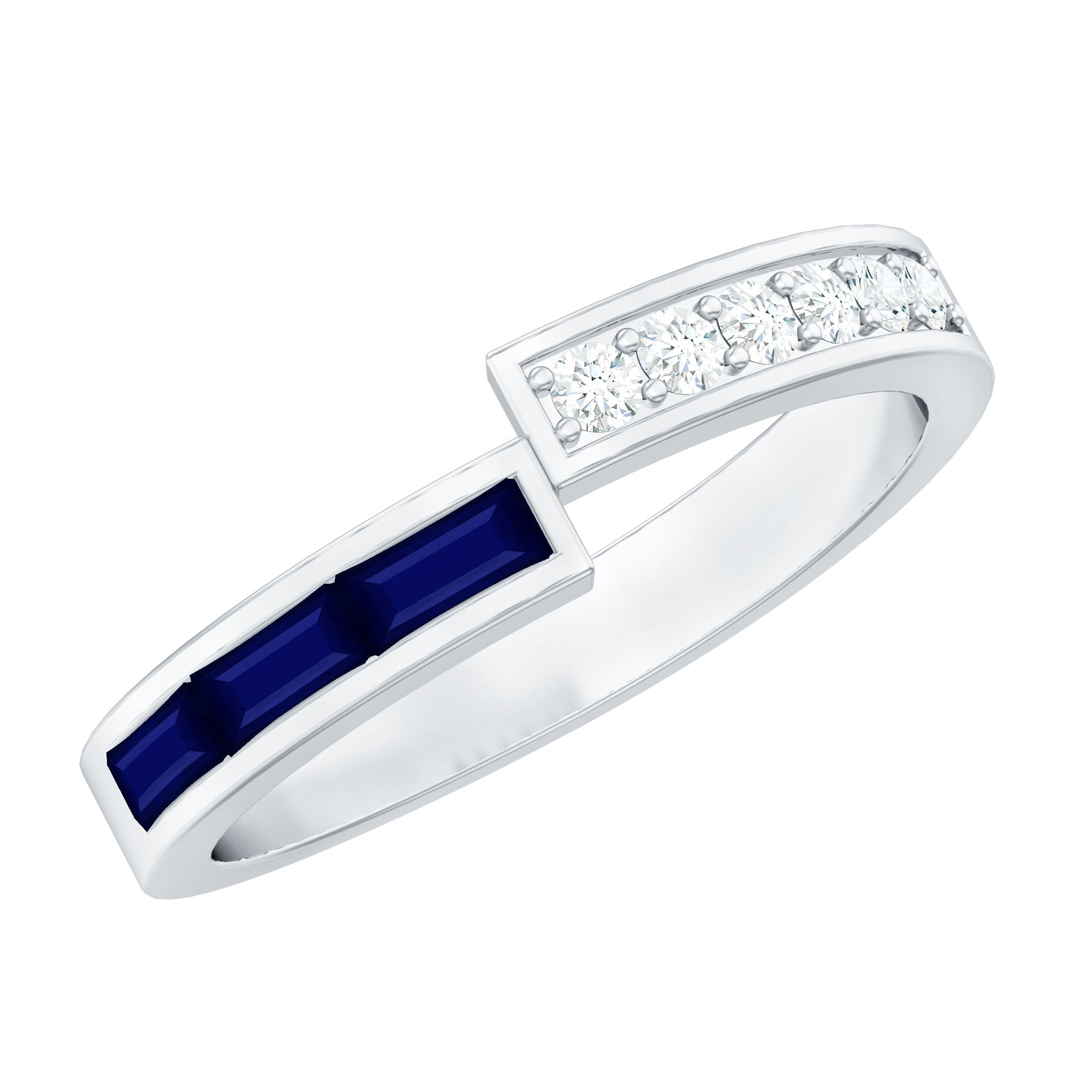 Natural Blue Sapphire Diamond Anniversary Band Ring AAA - Rosec Jewels