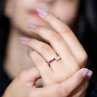 Natural Baguette Ruby Diamond Band Ring for Anniversary AAA - Rosec Jewels