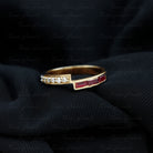 Natural Baguette Ruby Diamond Band Ring for Anniversary AAA - Rosec Jewels