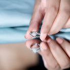 Round Moissanite Bypass Wedding Ring Set D-VS1 - Rosec Jewels