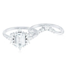Rosec Jewels-Designer Emerald Cut Moissanite Wedding Ring Set for Women
