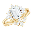 Rosec Jewels-Designer Emerald Cut Moissanite Wedding Ring Set for Women