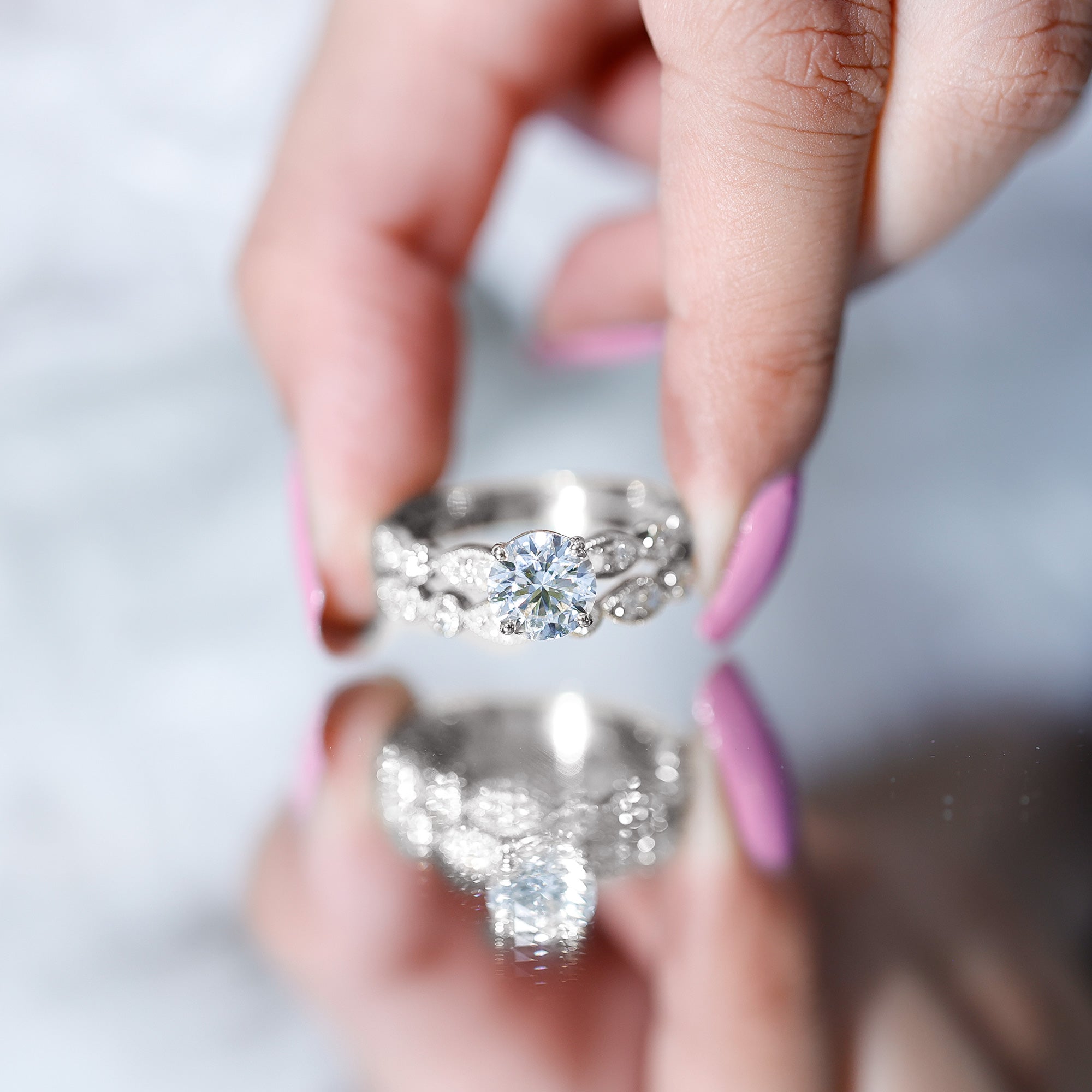 2.50 CT Brilliant Cut Moissanite Bridal Ring Set D-VS1 - Rosec Jewels