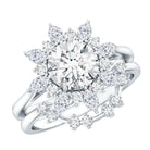 Flower Inspired Moissanite Halo Engagement Ring with Enhancer D-VS1 - Rosec Jewels
