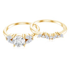 Round Cut Moissanite Bridal Ring Set with Certificate D-VS1 - Rosec Jewels