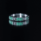 Real Emerald Interlocking Wedding Band with Certificate AAA - Rosec Jewels