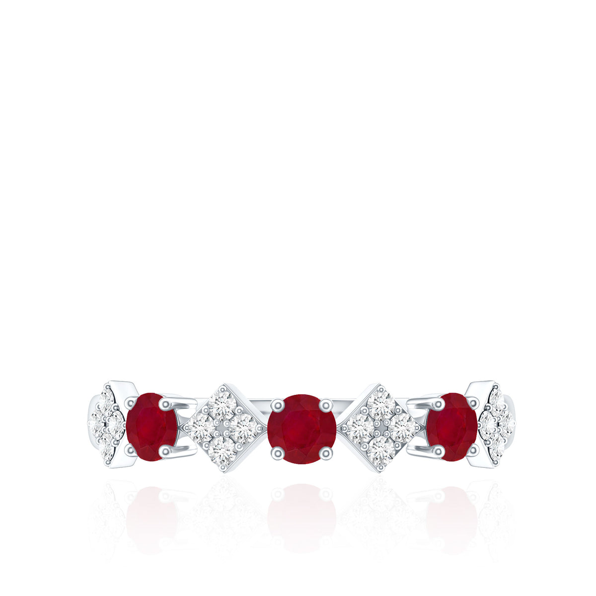 Real Ruby Diamond Half Eternity for Women AAA - Rosec Jewels