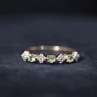 Natural Peridot Diamond Half Eternity Ring for Women AAA - Rosec Jewels