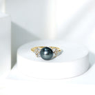 Rosec Jewels-Nature Inspired Tahitian Pearl Engagement Ring with Diamond